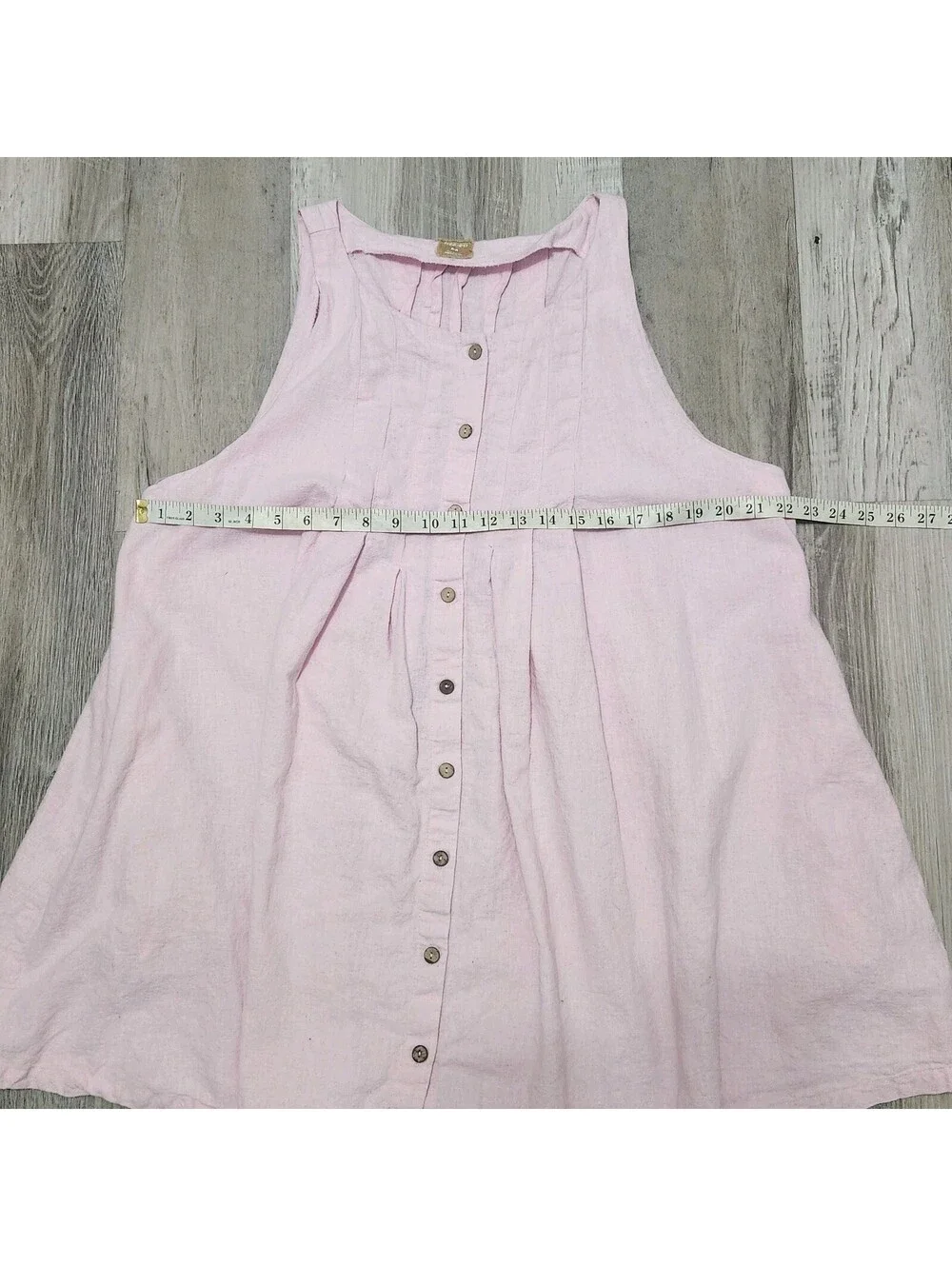 Free est Free People Linen Dress Pink Button Down Swing With Pockets